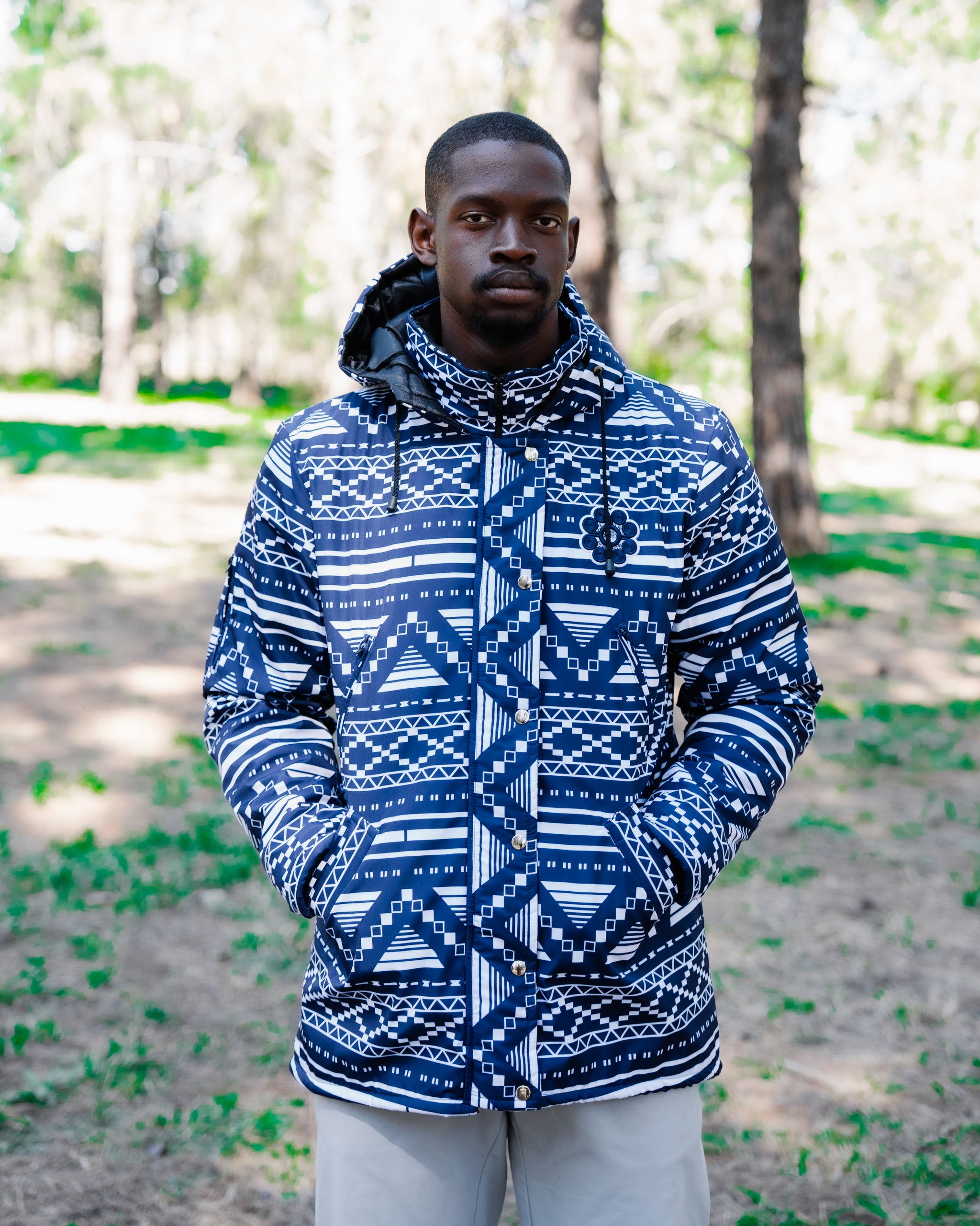【GRAY/BLUE】FIRE PATCHED PARKA Parka Jacket Navy | Jackets & Knitwear | Ackermans
