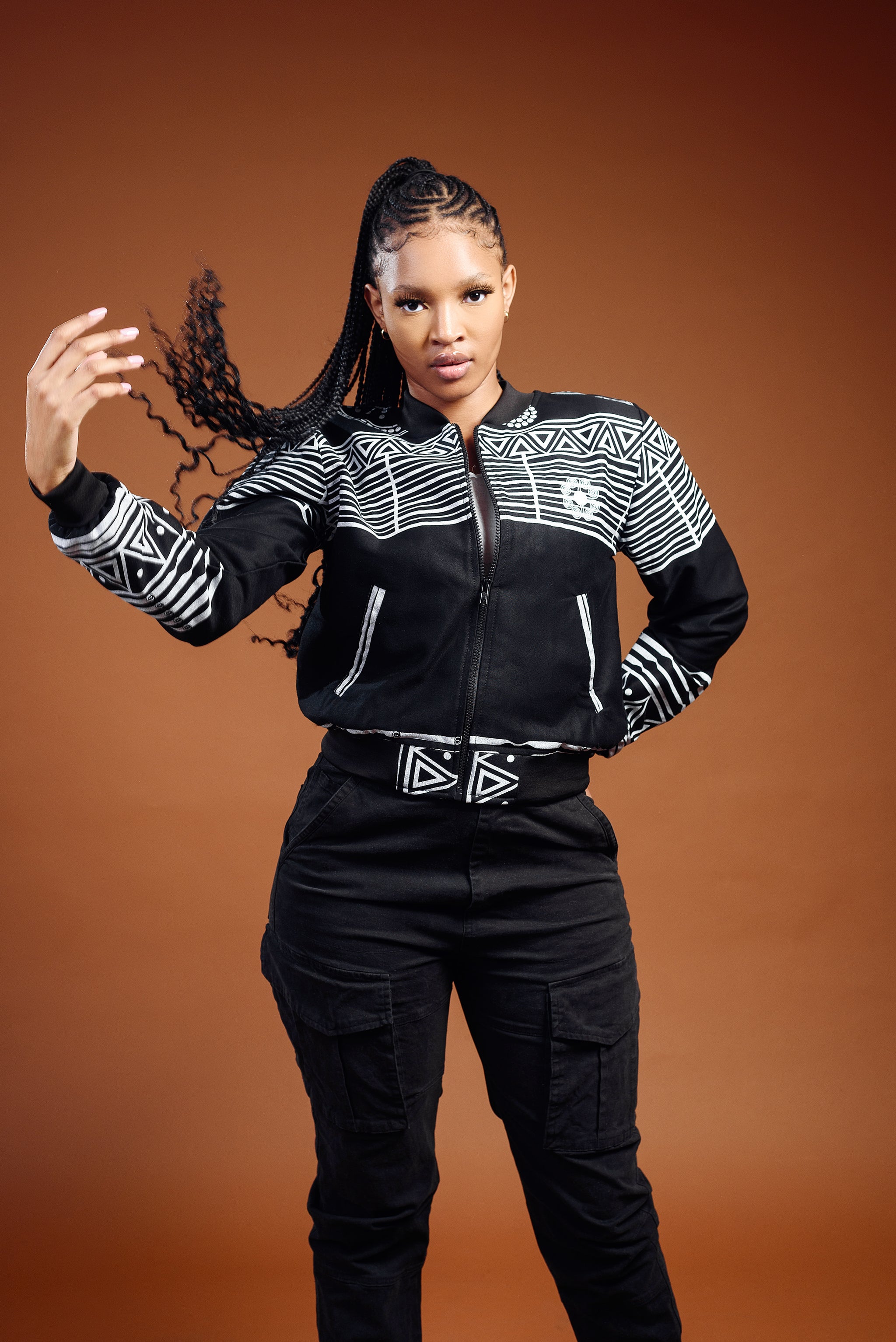 Women's KwaNtu Summer Bomber Jacket- Black 02 – Chepa Streetwear